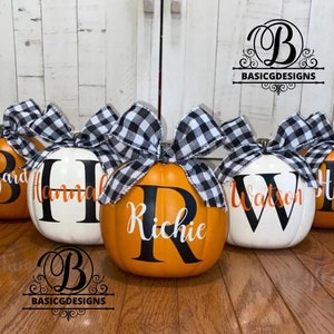 Small Pumpkins/ Fall/ Personalized Pumpkins / Fall Faux Pumpkins / Last Name Pumpkin /  Porch Pumpkins/Fall Decor/Monogrammed Pumpkin/