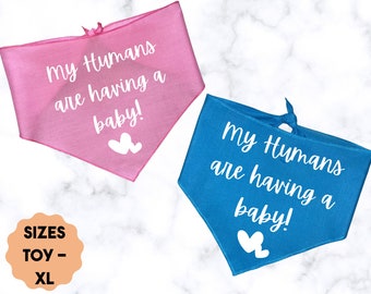 Mijn mensen krijgen een baby, baby aankondiging hond Bandana, hond Bandana, over de halsband hond Bandana, zwangerschap aankondiging hond Bandana