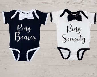 Ring Bearer Baby Bodysuit with Bowtie, Ring Security Bodysuit, Bowtie Bodysuit, Wedding Bodysuit, Gift for Ring Bearer, Wedding Baby Outfits
