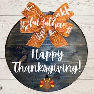 Thanksgiving Door Sign, Happy Thanksgiving Fall Door Hanger, Farmhouse Front Door Sign, Fall Welcome Door Sign, Thankful Door Sign