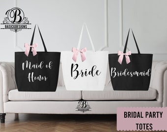 Bridesmaid tote bag, Bridal Party gift, Wedding tote bag,  Bridal party totes, Bride tote, bridesmaid proposal, Monogrammed wedding tote