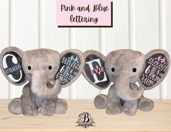 Birth Elephant Announcement, Keepsake Gift, New Baby Gift, Gift for New Parents, Personalized Baby Gifts, Baby Boy Gifts, Baby Girl Gifts