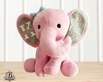 Geboorte Olifant Aankondiging, Aandenken Cadeau, Nieuwe Baby Gift, Cadeau voor Nieuwe Ouders, Gepersonaliseerde Baby Geschenken, Baby Jongen Geschenken, Baby Meisje Geschenken