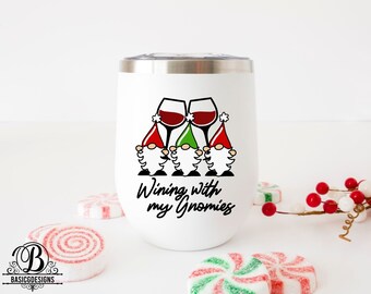 Gnome Wijn Tumbler, Winnen met mijn Gnomies Wine Tumbler, Gnome Christmas, Gnome Wine Tumbler, Roestvrij Staal Wijn Tumbler, Gnome Liefhebbers