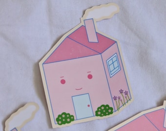 HAPPY HOME Vinyl Sticker | Waterproof Glossy Die Cut | Cute House Sticker | Housewarming Gift | Gift For Friends | Junk Journal Sticker