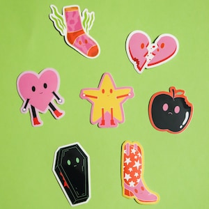 Pacote de Adesivos LITTLE FRIENDS - Objetos Inanimados | Recortes de Vinil Brilhante à Prova D'água | Adesivos Pequenos | Presente para Amigos | Diário de Sucatas