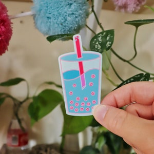Pegatina de vinilo Boba "FELICIDAD EN UNA TAZA" / Troquelado brillante resistente al agua / Pegatina de Boba / Bebida Boba / Regalo para amigos / Pegatina de diario basura
