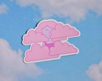 KOPF IN DER WOLKE Sticker | Wetterfest matt sterben Schnitt | Wolkenaufkleber | Süßer Wolken Mädchen Aufkleber | Geschenk für Freunde | Junk Journal Aufkleber