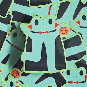VICKI le vampire FROGGIE autocollant en vinyle | Découpe brillante imperméable | autocollant grenouille | autocollant d'Halloween | Cadeau pour amis | Journal indésirable