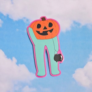 JACK-O-LANTERN FROGGIE vinyle autocollant | Découpe brillante imperméable | Sticker grenouille mignon | autocollant d'Halloween | Cadeau pour amis | Journal indésirable