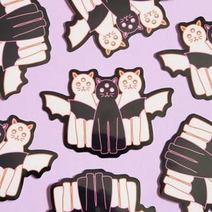 BAT CATS Vinyl Sticker | Waterproof Glossy Die Cut | Halloween Sticker | Gift For Her | Gift For Friends | Spooky Season | Junk Journal