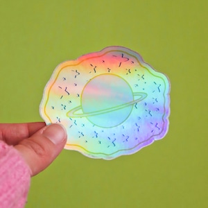 AVENTURE DE L'ESPACE | Découpe holographique brillante résistante aux intempéries | autocollant extra-atmosphérique | Sticker pour journal indésirable | Sticker espace et étoiles