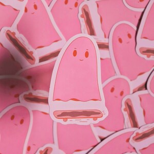 SKATEBOARDING GHOSTIE Vinyl Sticker | Waterproof Glossy Die Cut | Ghost Sticker | Spooky Season | Gift For Friends | Junk Journal Sticker