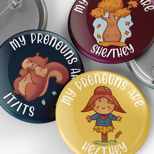 Pronoun Pin Cute Pronoun Button Badge Pronouns Pin Button Etsy UK