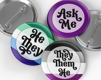 Pronoun Pin | Pronoun Button Badge | Pronouns Pin Button | Pronoun Button Badge 1 inch/25mm