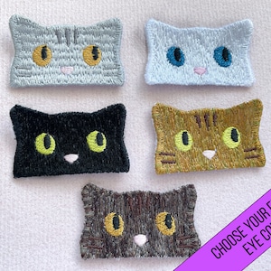 Kattenpleister | Itty Bitty Gluren Pocket Kitty Patches | Aangepaste geborduurde opstrijkbare Cat-patch | Gepersonaliseerde pleisters