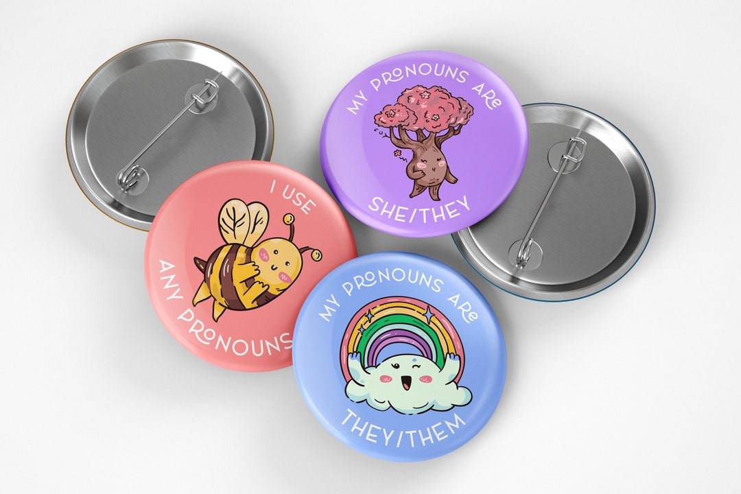 Pronoun Pin Cute Pronoun Button Badge Pronouns Pin Button Etsy UK