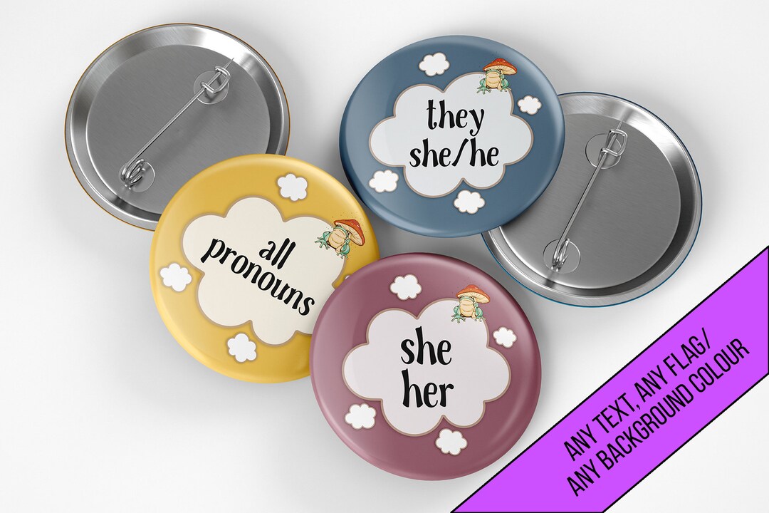 Bulk Pronoun Pin Cottagecore Pronoun Button Badge Pronouns Pin Button