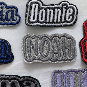 Nombre bordado personalizado parche insignia hierro o coser en brillo