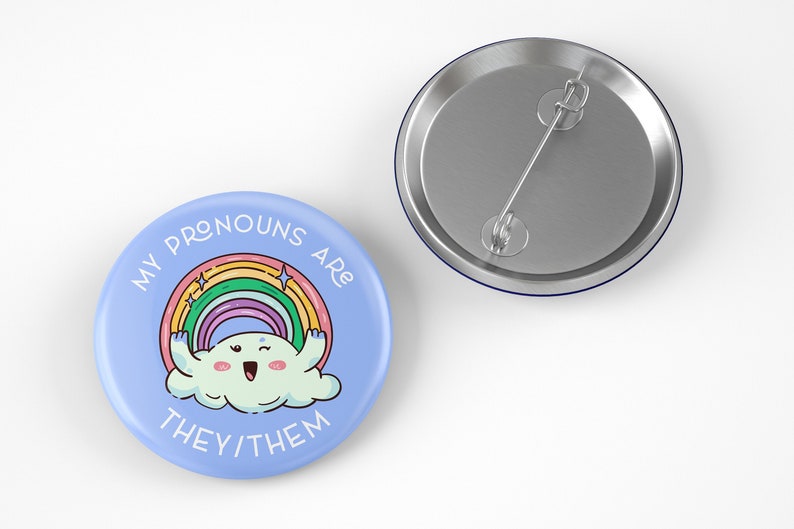 Pronoun Pin Cute Pronoun Button Badge Pronouns Pin Button Etsy
