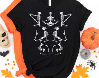 Fun Halloween Skeleton Shirt, Halloween Shirt, Trick or Treat t-shirt, Funny Halloween Shirt, Adult Skeleton Shirt 2021 Cute, Yoga Skeletons