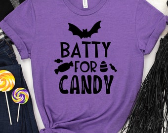 Fun Halloween  Shirt, Halloween Shirt, Trick or Treat t-shirt, Funny Halloween Shirt, batty for Candy Shirt 2021 Cute, Teacher Halloween Tee