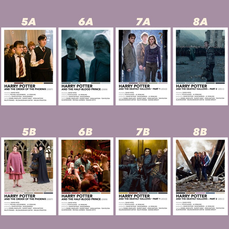Harry Potter Movie Posters Polaroid Color Palette DIGITAL | Etsy