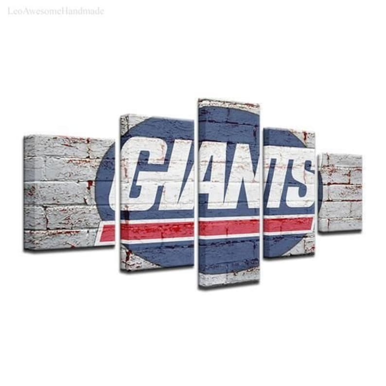 New York Giants Logo On The Wall Canvas Wall Art Sport Etsy