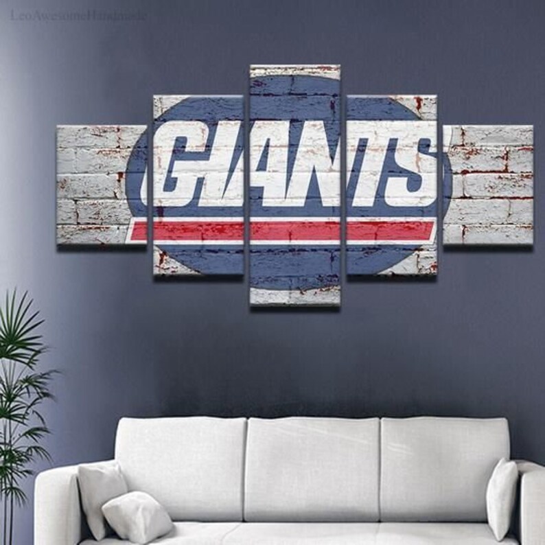 New York Giants Logo On The Wall Canvas Wall Art Sport Etsy