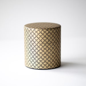 KOTODO- (Golden Floral)/ Yu-zen Washi Tin Canister / Wide Type (150g/ 5.3oz) Made in JAPAN -  Zandaka