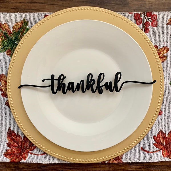 Place Cards / Plate Toppers / Holiday Home Decor / Holiday Place Cards / Thanksgiving Place Cards / Thankful Grateful Blessed /