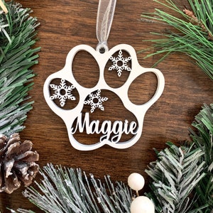 Personalized Paw Print Pet Ornament / Christmas Pet Ornament / Custom Dog Ornament / Christmas Ornament /  Pet Ornament