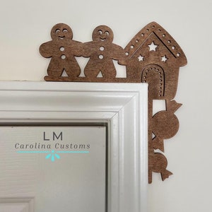 Gingerbread House Door Corner Decor: Wooden Christmas Hanger