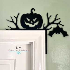 Door corner decor, Halloween Door Corner Decor, Door Corner, Holiday Decorations, Fall Decor, Witch Door Corner, Bats, Pumpkin, Ghost