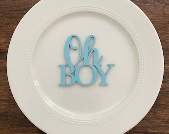 Place Cards / Plate Toppers / Its a boy / Baby Shower Decorations Boy / Wood cutout / Baby announcement / Oh Boy