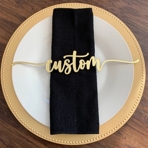 Custom Name Plaque - Acrylic Custom Word - Personalized Plate Topper - Custom Place Setter - Personalized Gold Place Setter - Mirrored Name