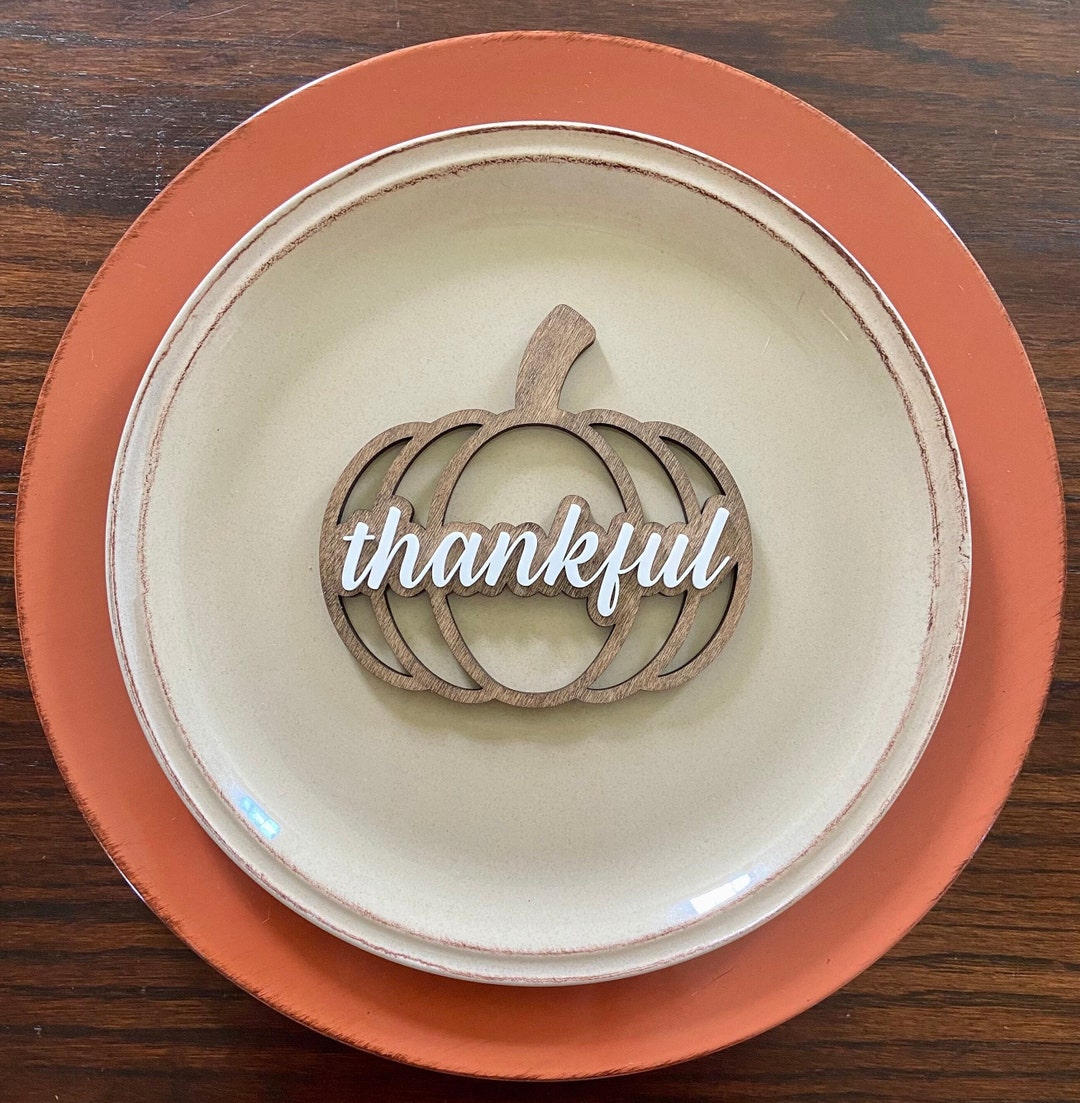 Thanksgiving Plate Decor Thankful Grateful Blessed Fall Etsy