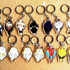 Acrylic Birds keychain set 1/Bird lover&#39;s gift/ bag charm/bag fob/ lanyard charm/ lanyard fob/Birthday gift