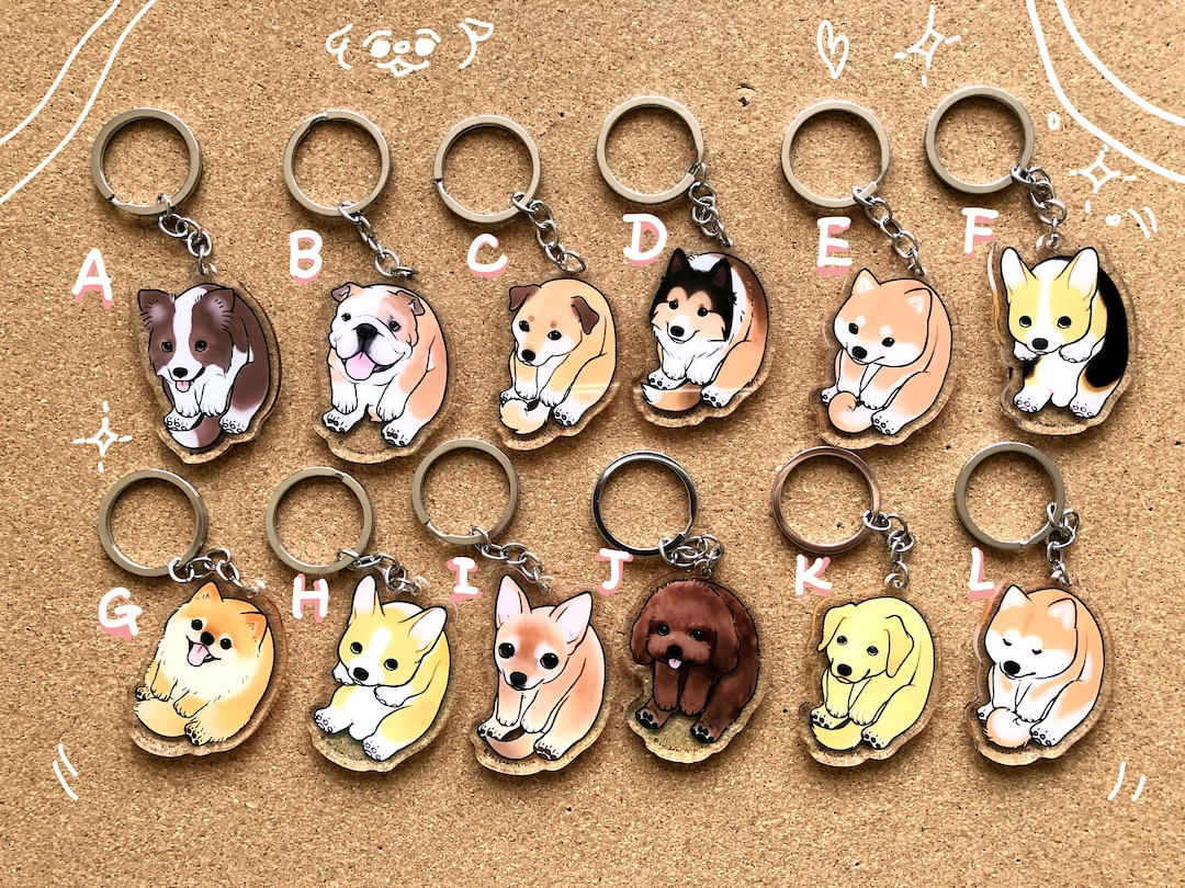 Acrylic Dog Keychain Set 1/dog Lover's Gift/ Bag Charm/bag Fob/ Lanyard