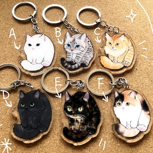 Acrylic cat keychain set 3/cat lover's gift/ bag charm/bag fob/ lanyard charm/ lanyard fob/Birthday gift