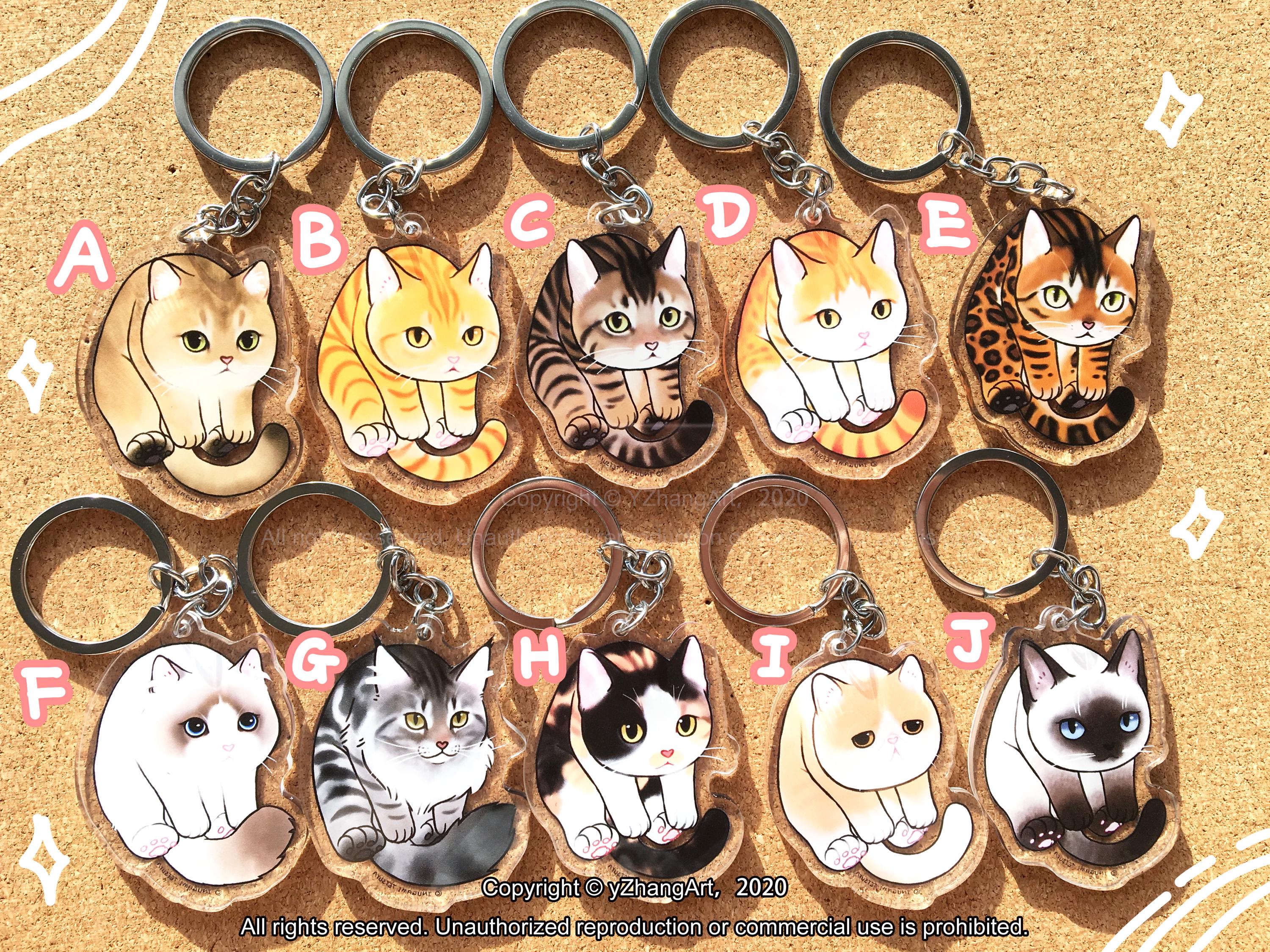 Portachiavi Gatto Divertenti - Set Da 3 In Metallo, Design Carino, Per Zaini E Chiavi