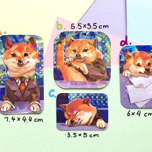 柴犬ニュースミームステッカーパック/犬のラップトップステッカー/ホログラフィックステッカー