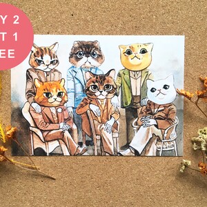 Gentleman Katzen Kunstdruck/Wanddeko/Katzenliebhaber Geschenk/Postkarte/