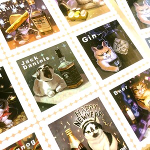 Hoja de pegatinas de meme de gato alcohólico/pegatina para portátil/hoja de pegatinas holográficas/hoja de pegatinas brillantes