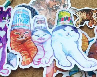 Cat meme stickers pack/laptop sticker/