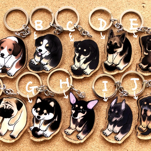 Acrylic dog keychain set 2/dog lover's gift/ bag charm/bag fob/ lanyard charm/ lanyard fob/Birthday gift