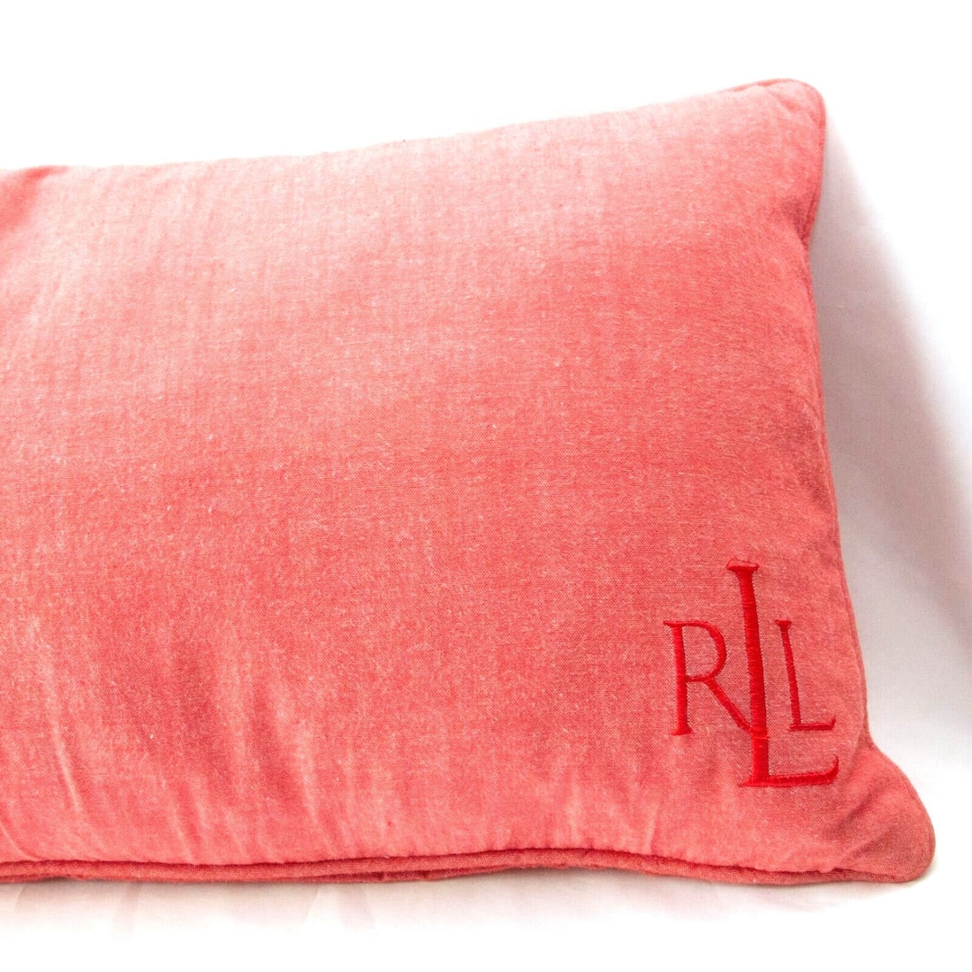 New Ralph Lauren Red Heavy Cotton Down Filled Throw Pillow RLL Monogram 26x14 Etsy