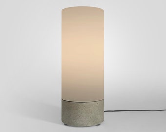 grey brutalist concrete table lamp