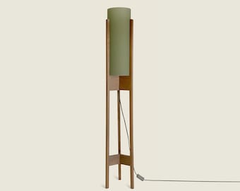 green translucent mid-century inspired floor lamp