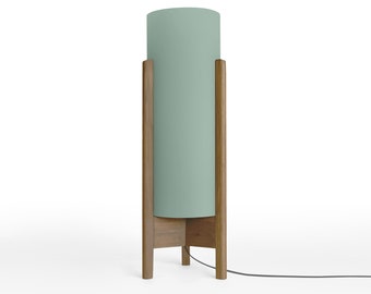 teal mid-century inspired tall lamp